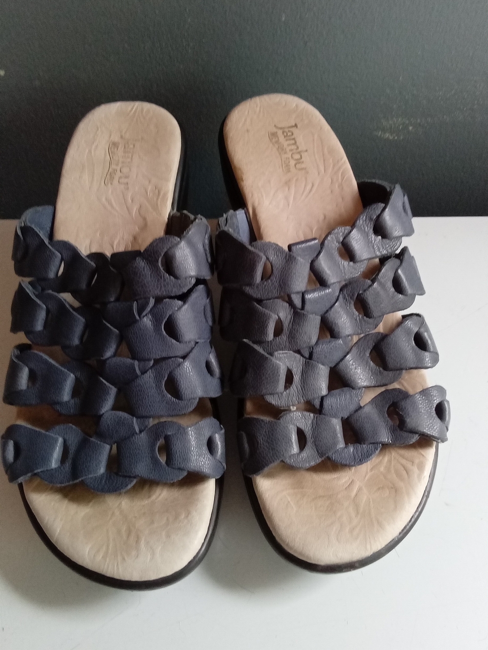 Jambu Navy Braided Multi-Strap Slide Sandals